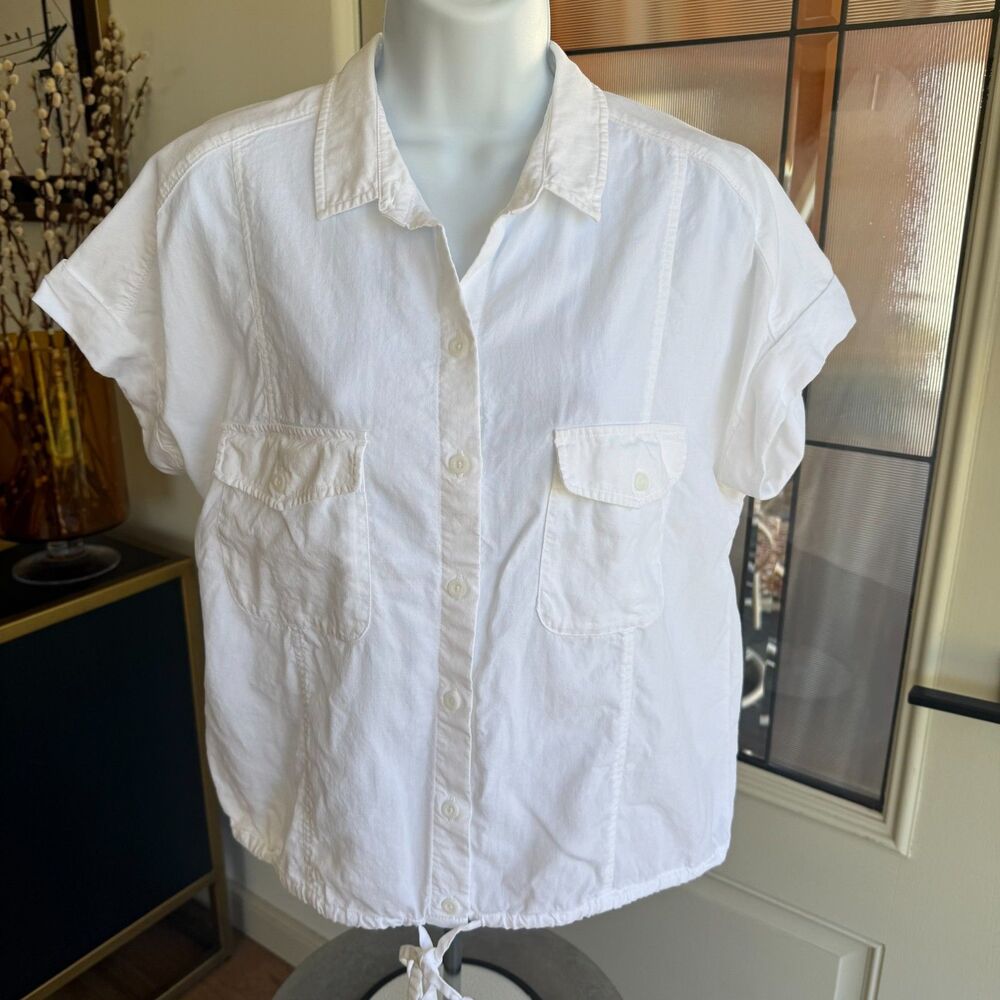 Cloth & Stone White Short Sleeve Button Up Shirt